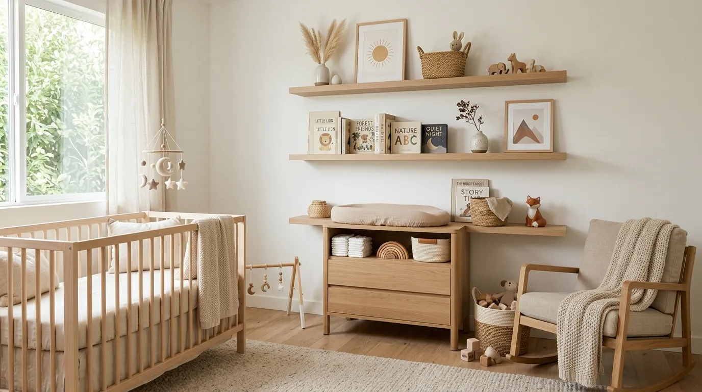 neutral nursery decor ideas Floating Display Shelves