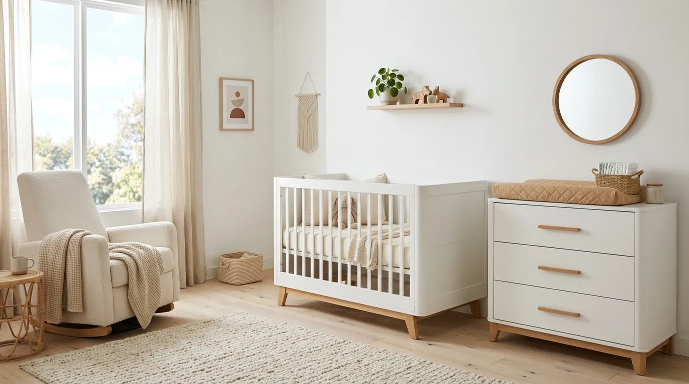 neutral nursery decor ideas Matte White Furniture