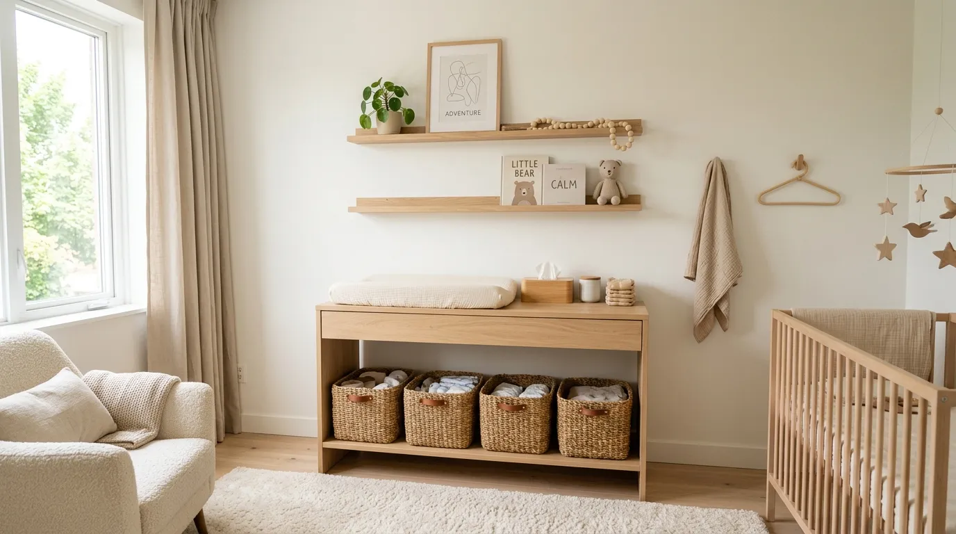 neutral nursery decor ideas Woven Storage Baskets