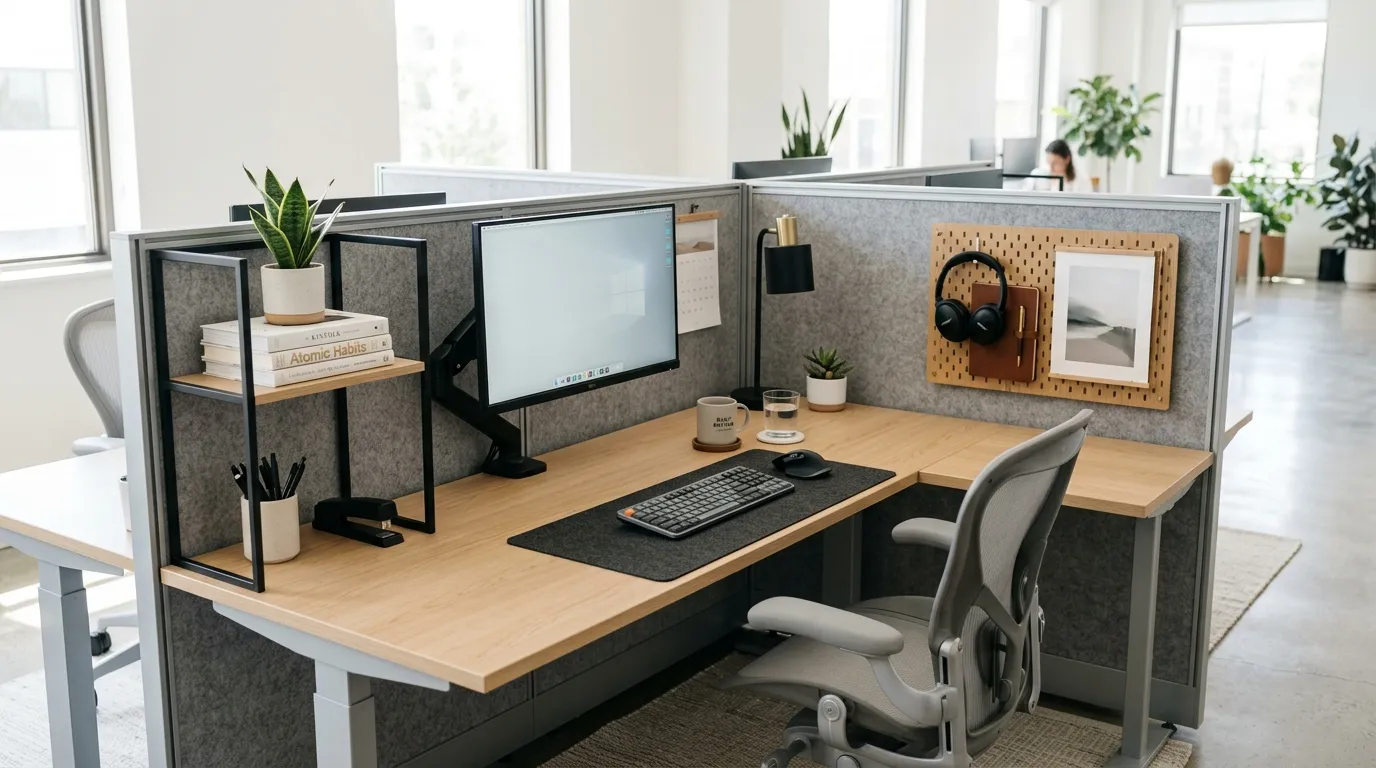 office cubicle decor Minimal Desk Styling