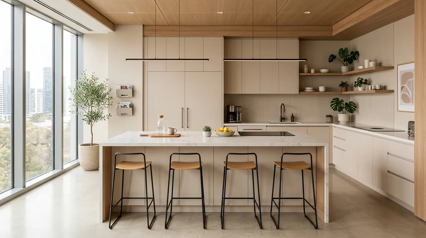 office kitchen design Island Seating