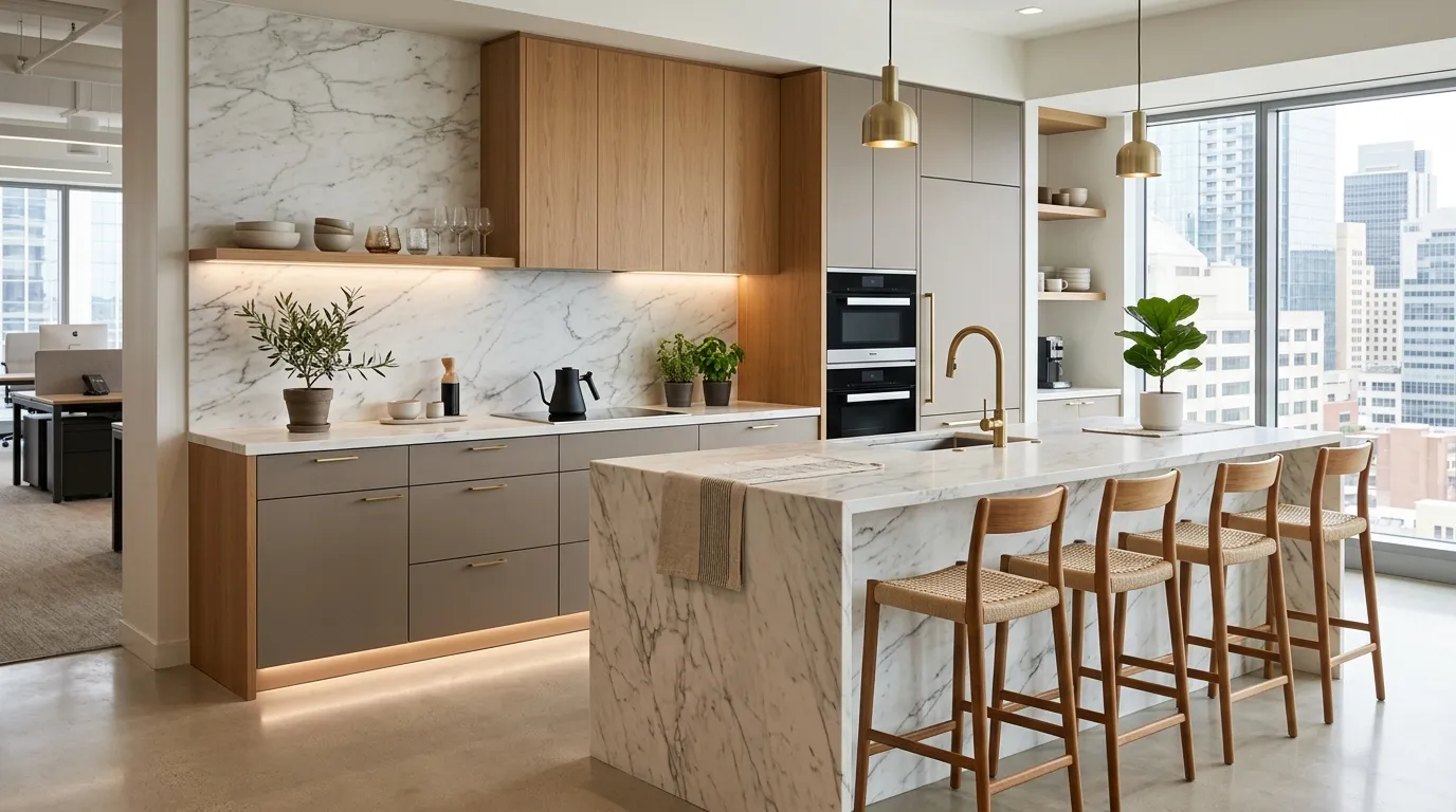 office kitchen design Marble Accent Surfaces