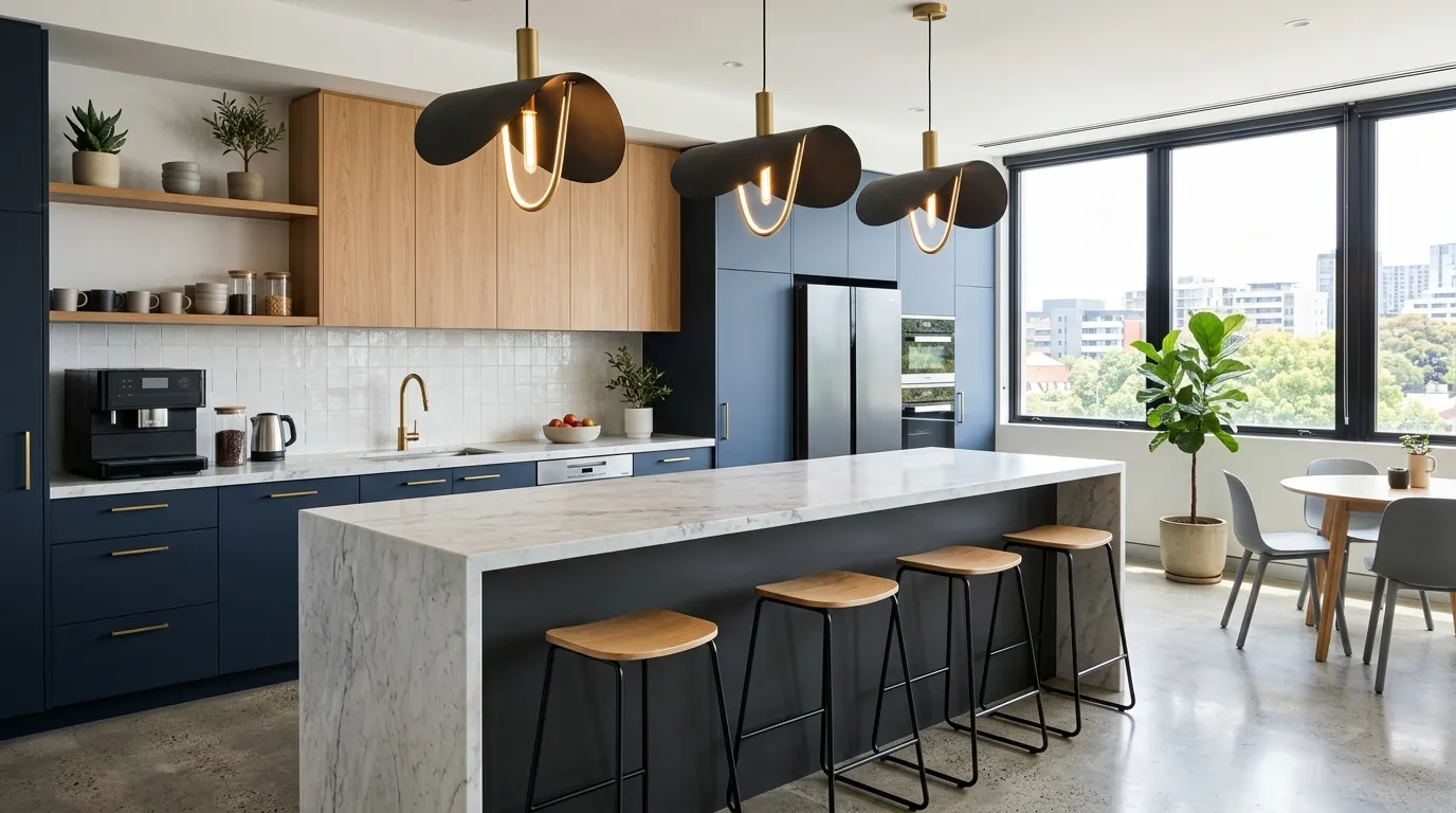 office kitchen design Statement Lighting