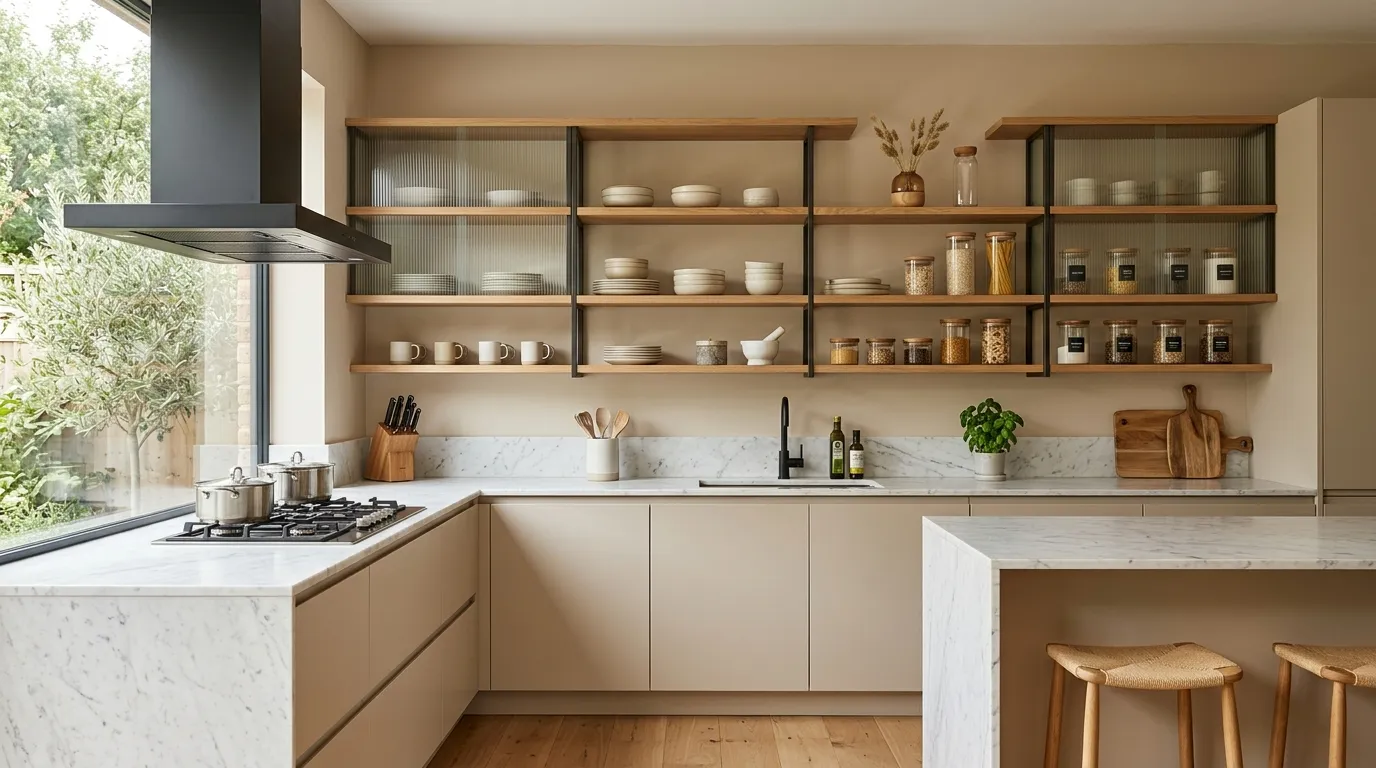open shelf kitchen ideas Accent Lighting Shelves
