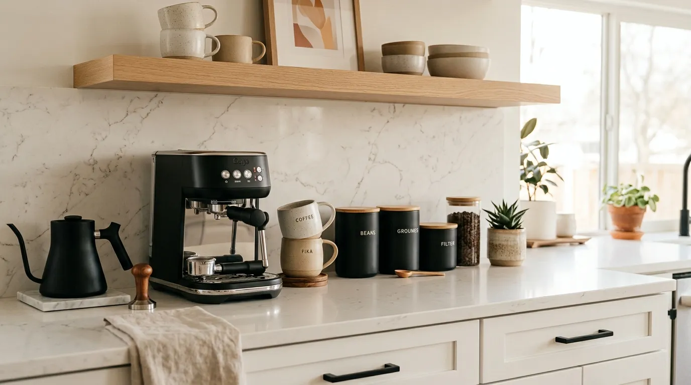 open shelf kitchen ideas Minimal Coffee Station