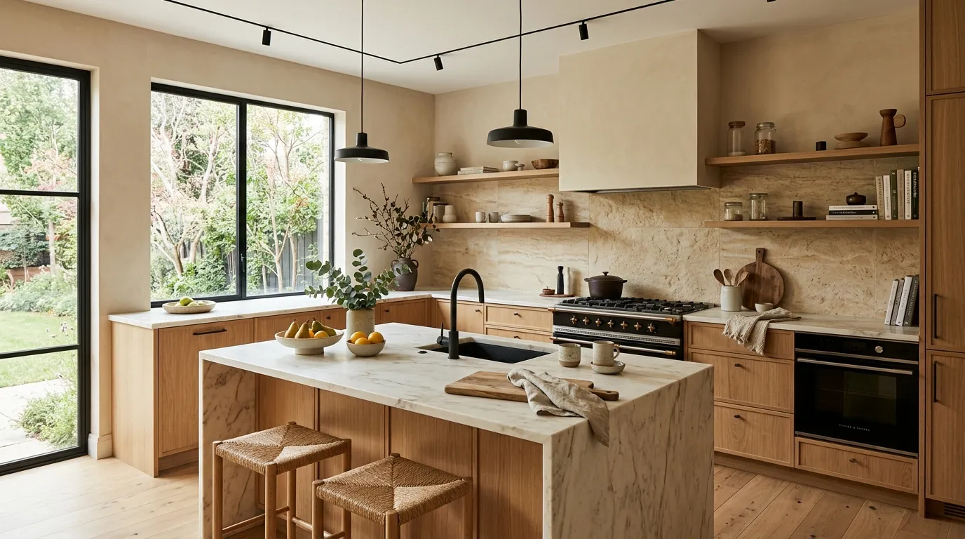 organic modern kitchen Natural Stone Accents