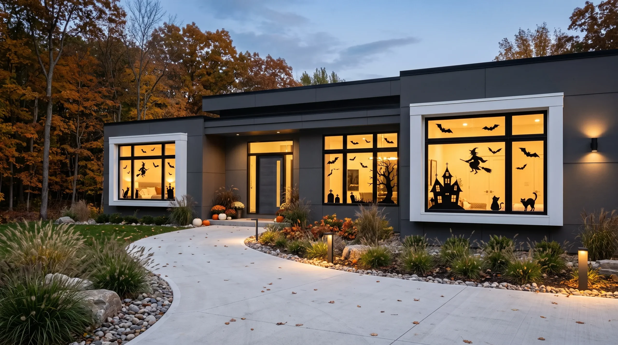 outdoor halloween decorations Glowing Window Silhouettes