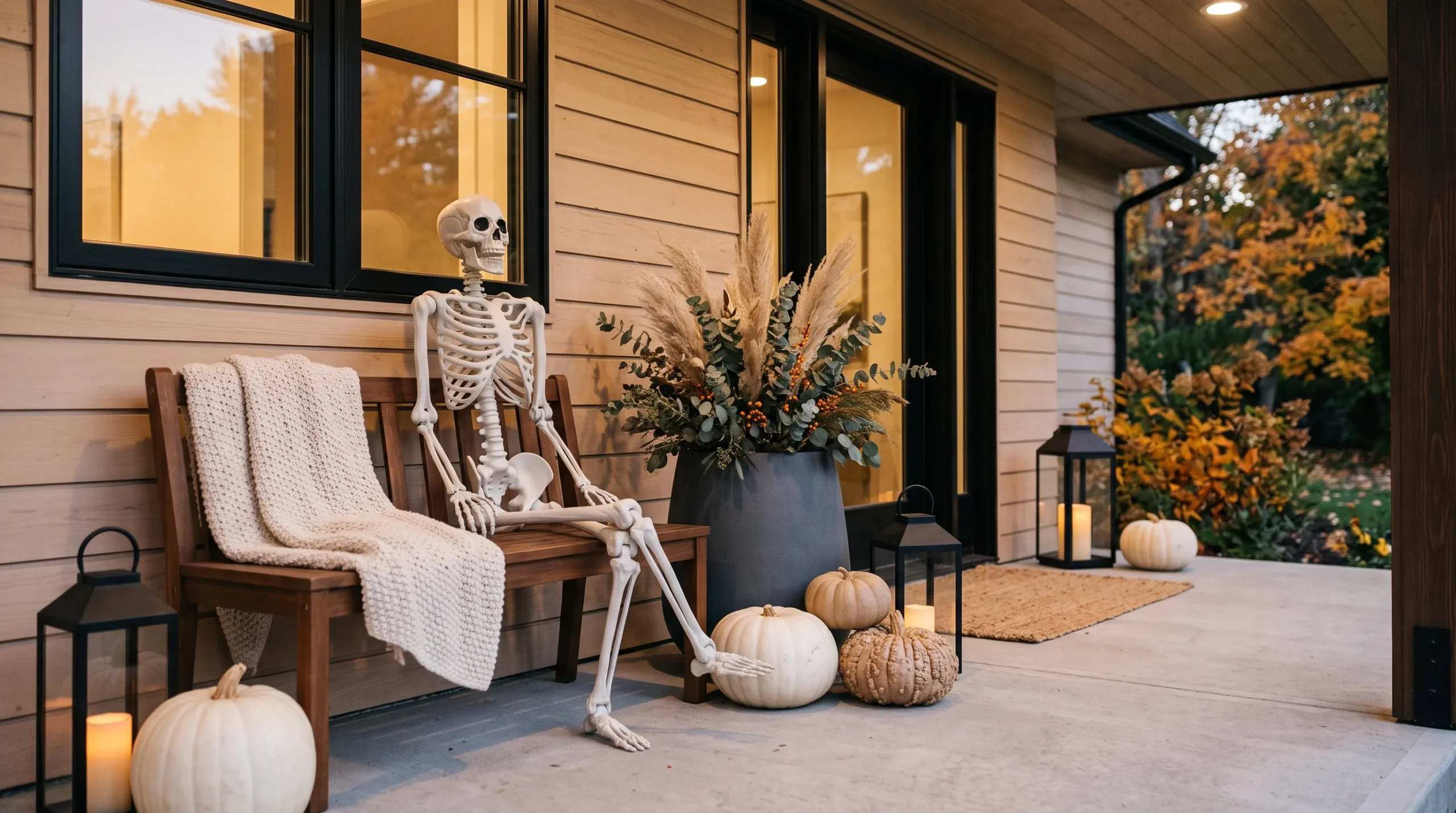 outdoor halloween decorations Minimalist Skeleton Corner