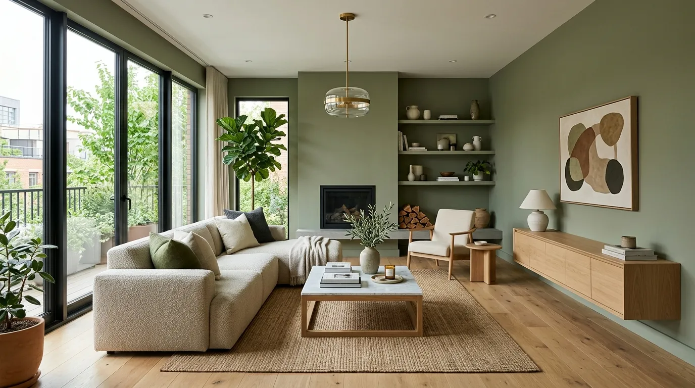 paint colors 2026 living room Earthy Green Tones