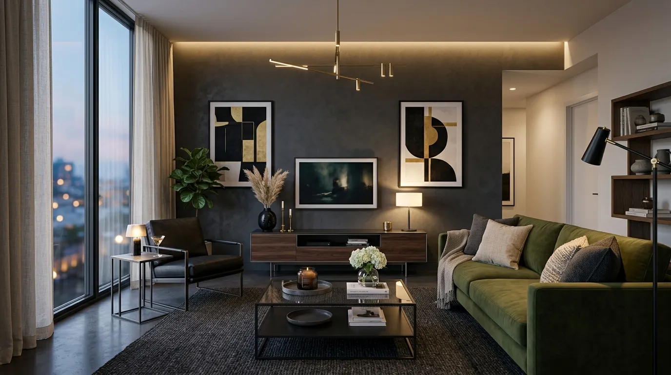 paint colors 2026 living room Moody Accent Walls