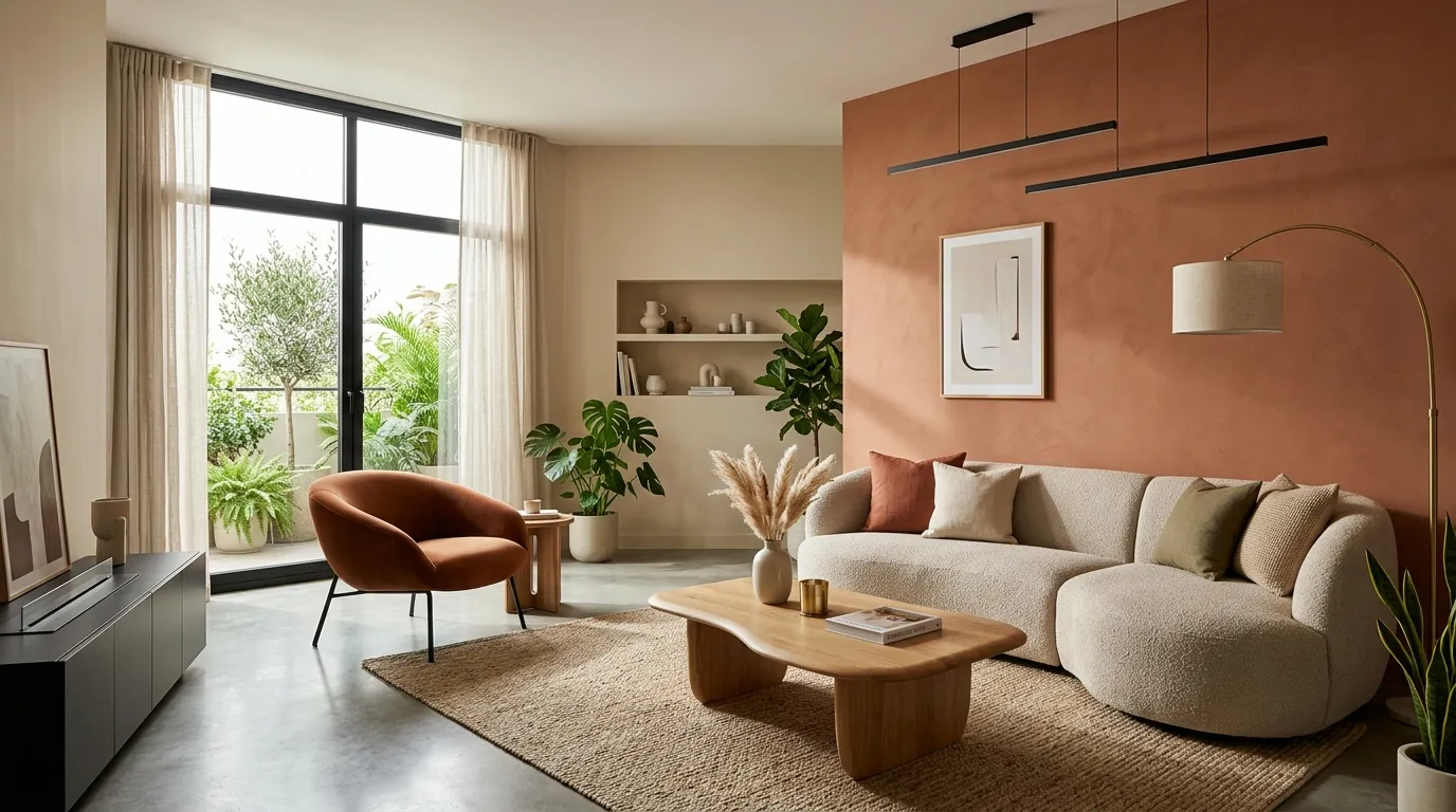 paint colors 2026 living room Muted Terracotta Accents