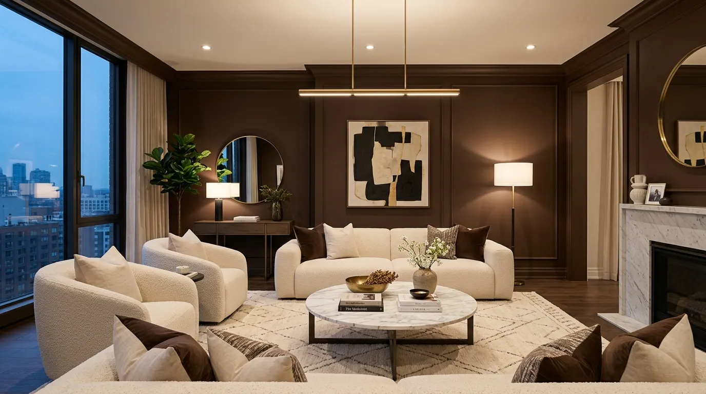 paint colors 2026 living room Rich Chocolate Shades