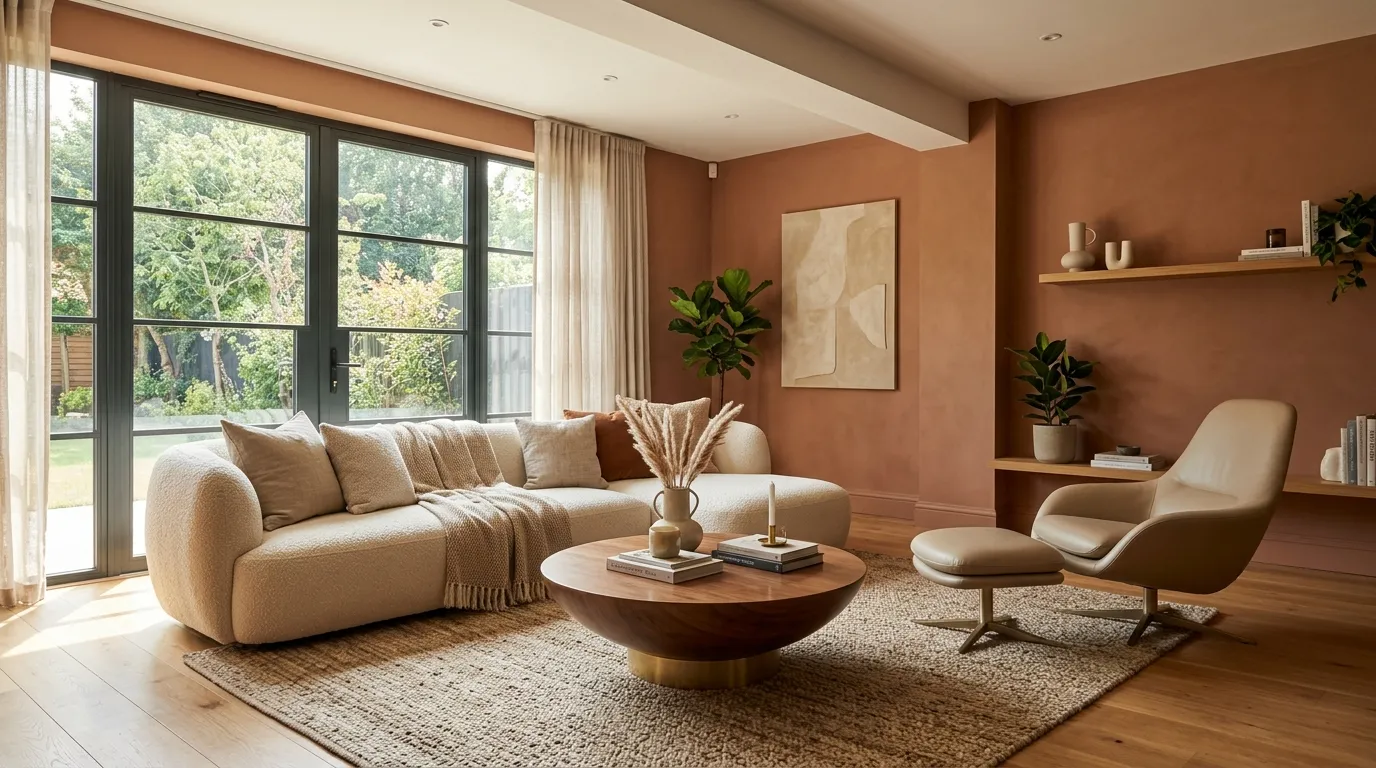 paint colors 2026 living room Warm Clay Hues