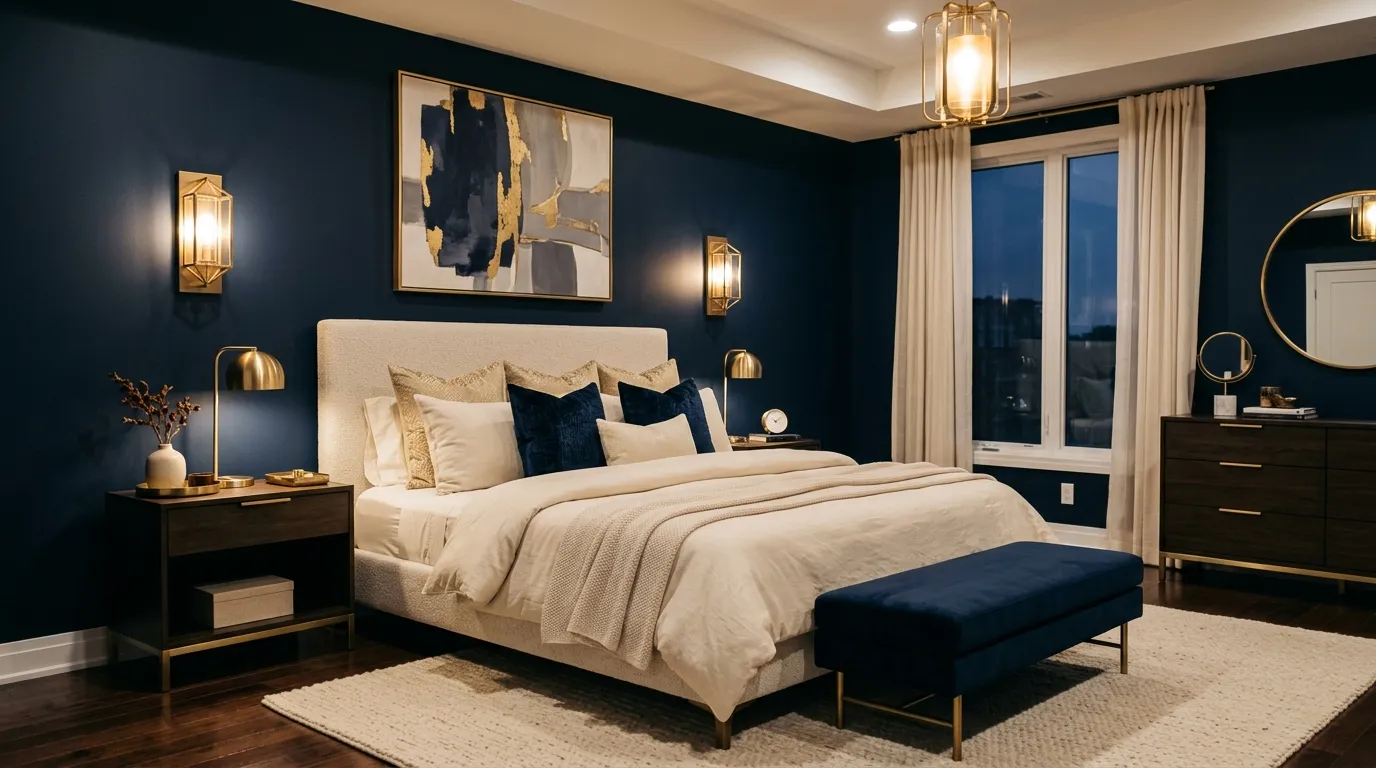 paint colors for bedroom walls Deep Navy Elegance