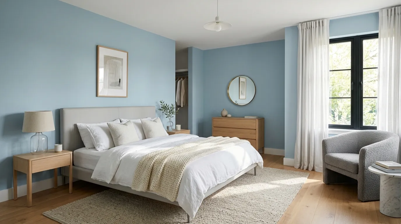 paint colors for bedroom walls Soft Blue Retreat