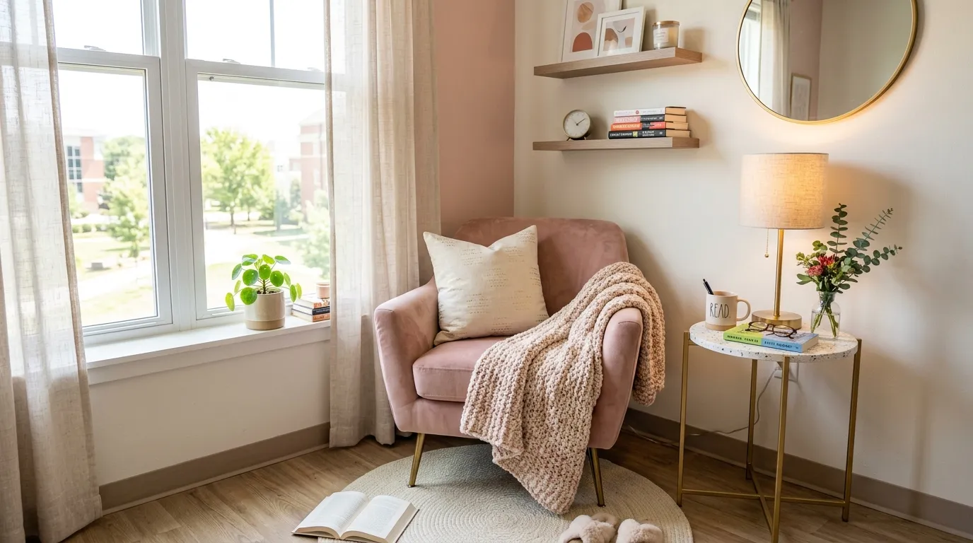 pink dorm room ideas Cozy Reading Corner