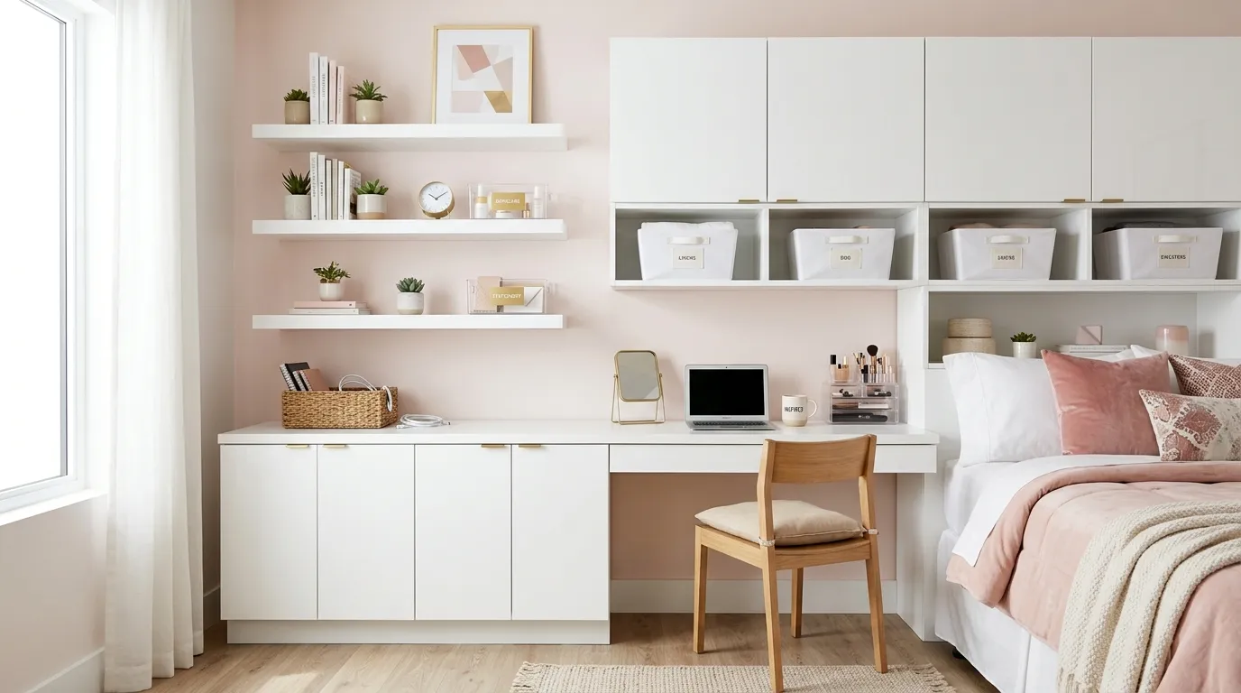 pink dorm room ideas Modern Storage Solutions