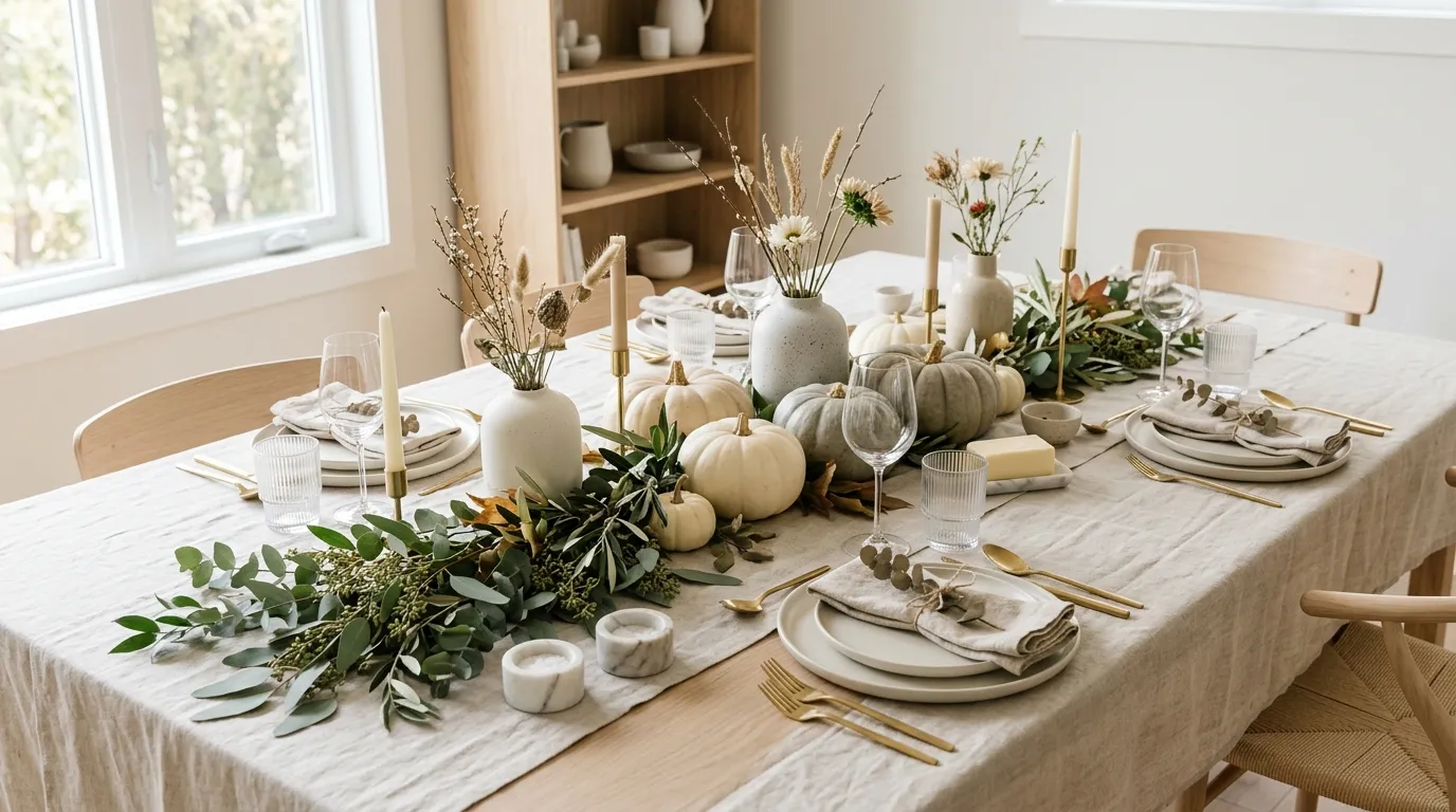 Pumpkin centerpiece ideas Eucalyptus Runner