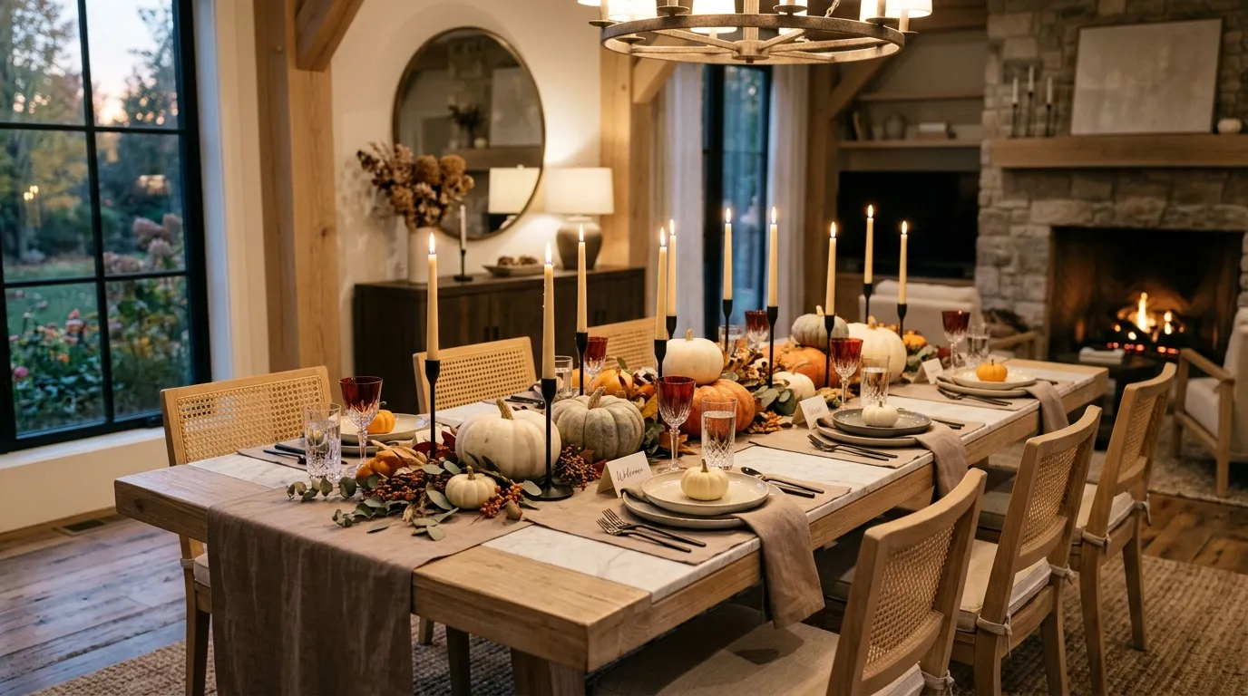 Pumpkin centerpiece ideas Layered Candle Glow