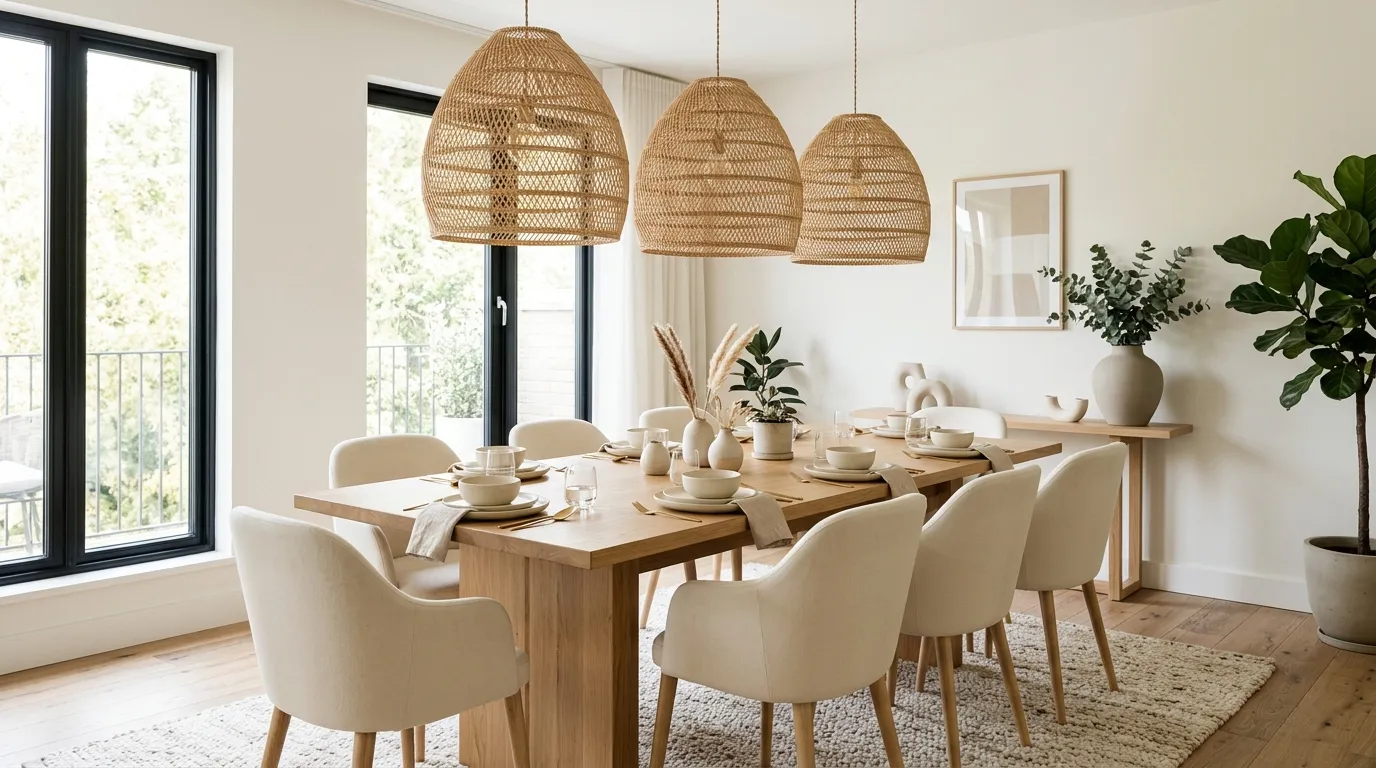 rustic dining room ideas Woven Pendant Lighting