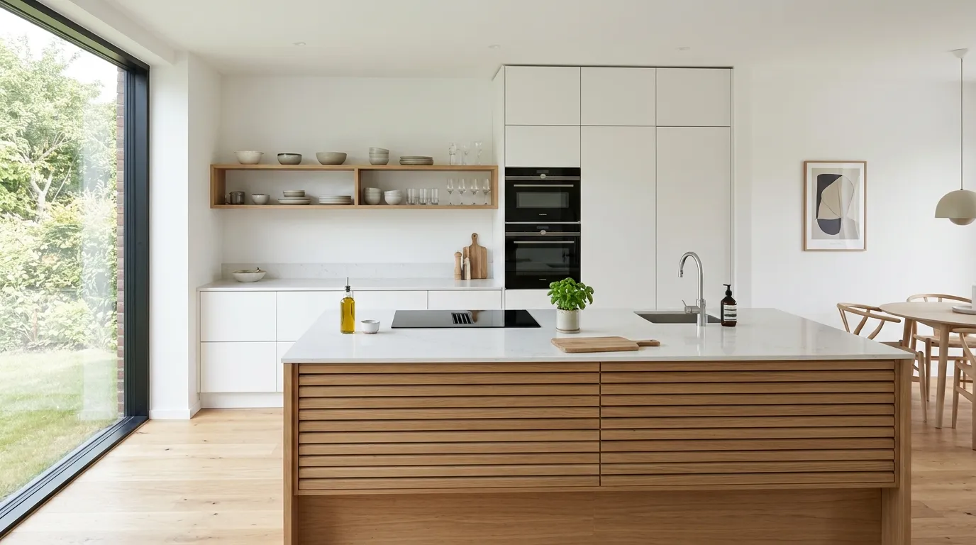 Handleless cabinets with concealed kitchen storage