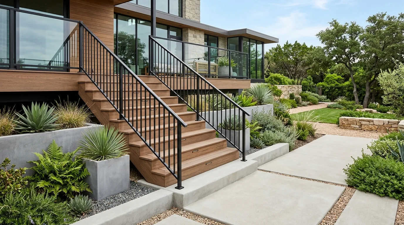 wide deep composite deck stair treads