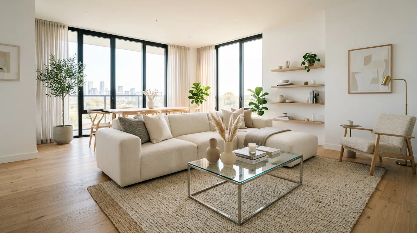 small apartment living room ideas Glass Coffee Table