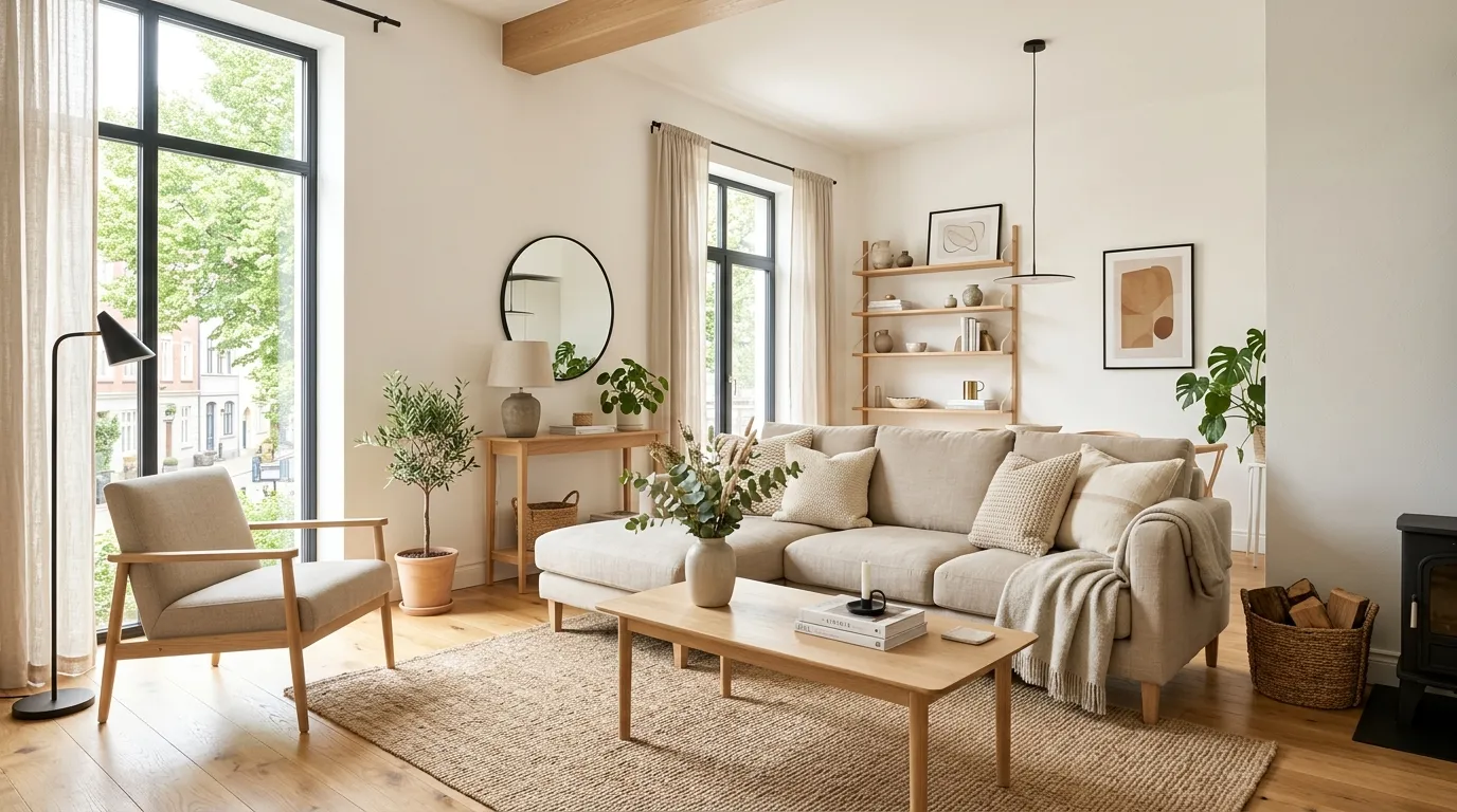 small apartment living room ideas Light Neutral Palette