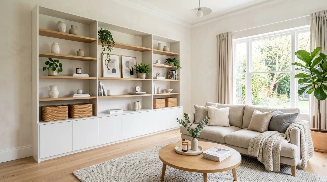 small apartment living room ideas Vertical Storage Shelves