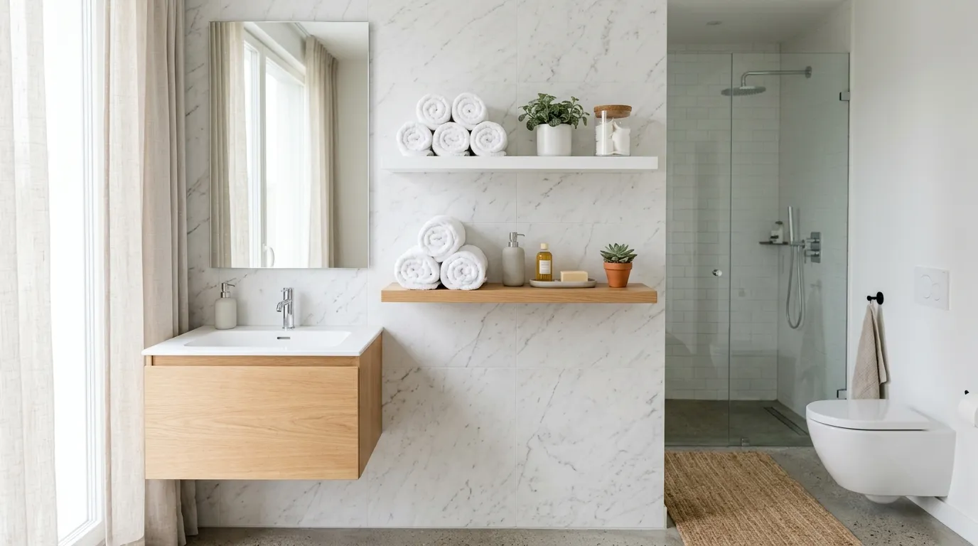 small bathroom storage ideas Floating Wall Shelves