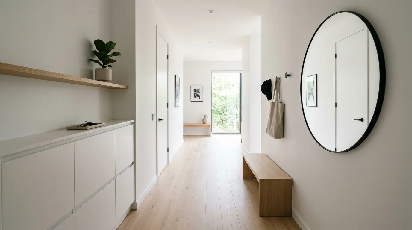 small hallway decorating ideas Hidden Shoe Storage