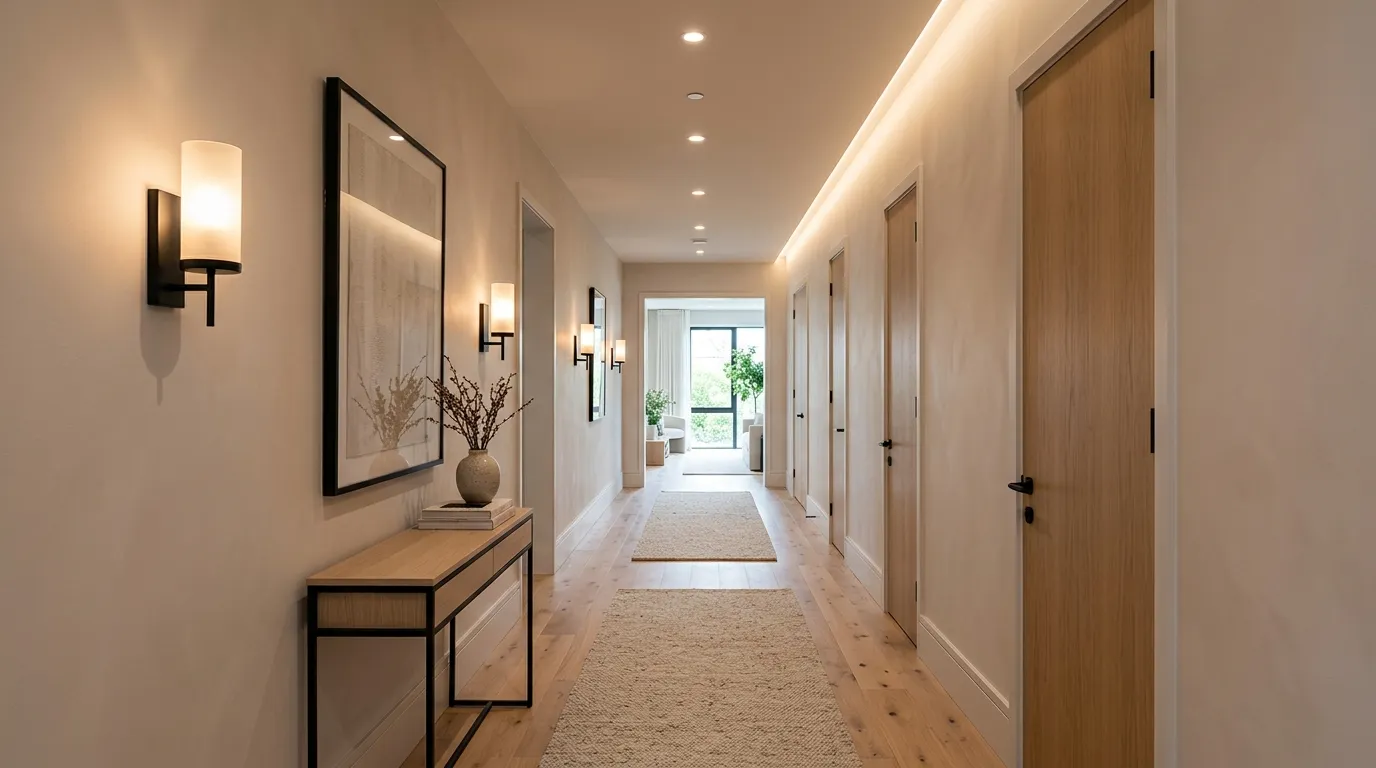 small hallway decorating ideas Layered Lighting