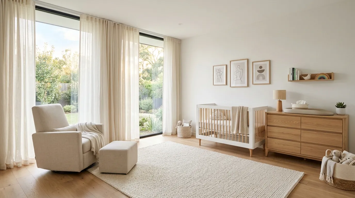 neutral nursery decor ideas Linen Window Treatments