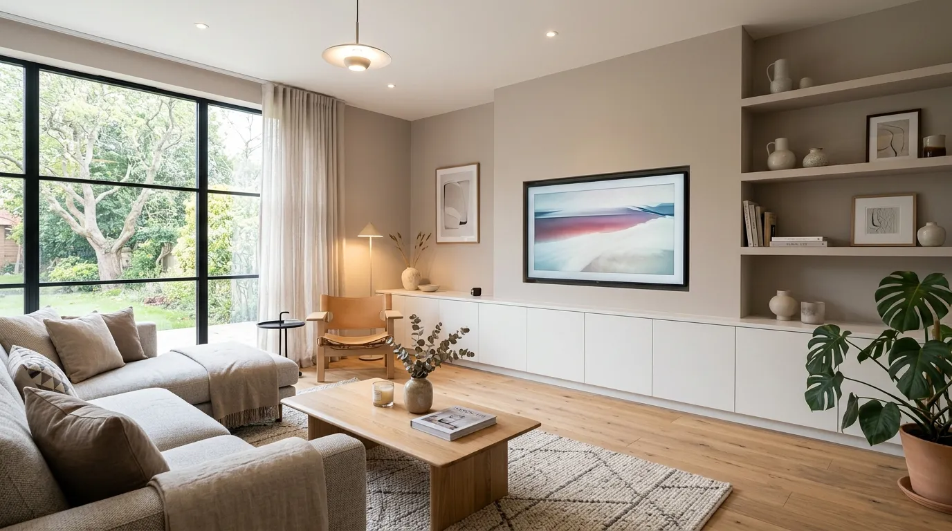 small living room tv stand ideas Hidden Storage Cabinet