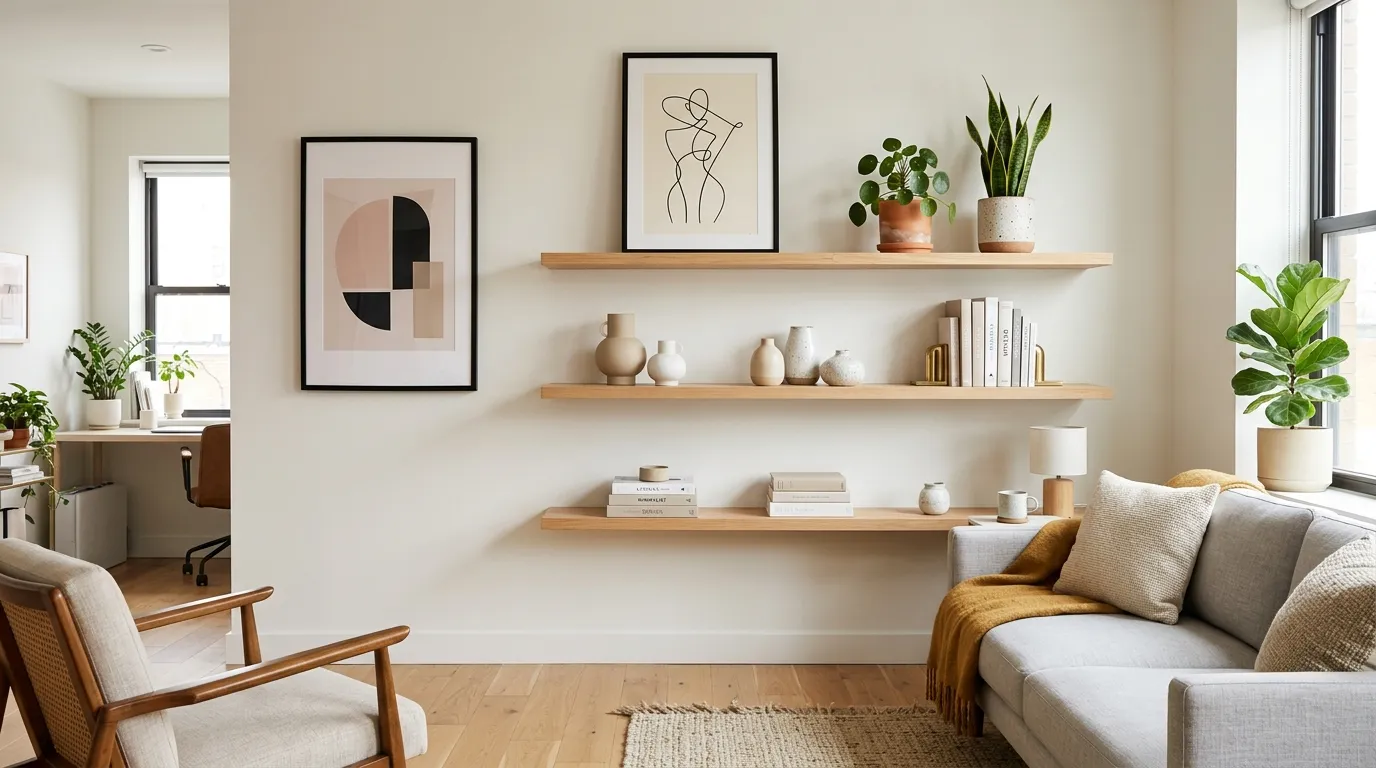 studio apartment ideas Floating Shelves