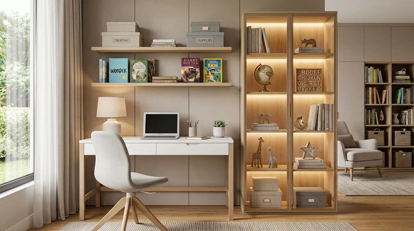study table designs for kids luxury Glass Display Cabinet