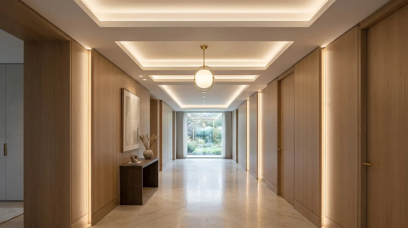stunning hallway ideas Layered Lighting