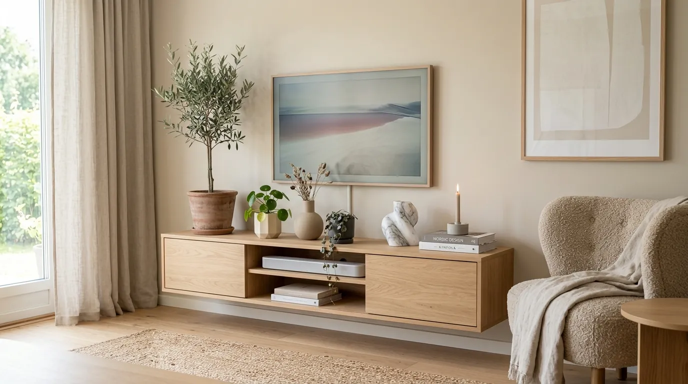 tv stand decor ideas Balanced Greenery