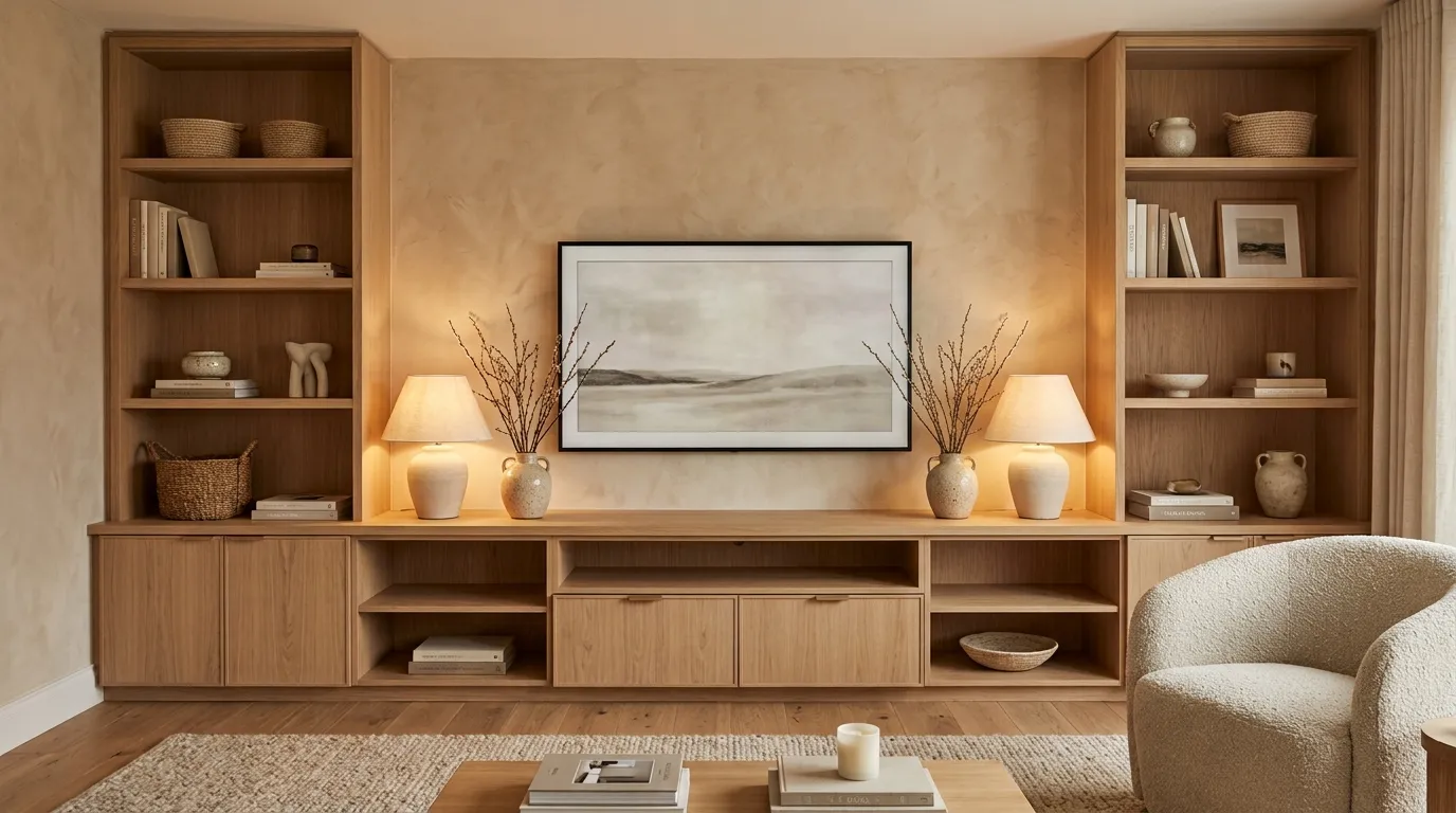 tv stand decor ideas Symmetrical Balance