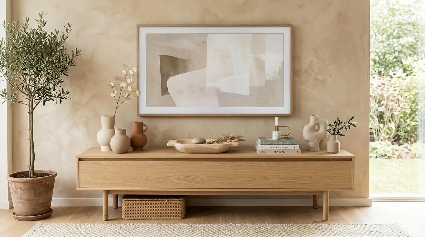 tv stand decor ideas Warm Wood Accents