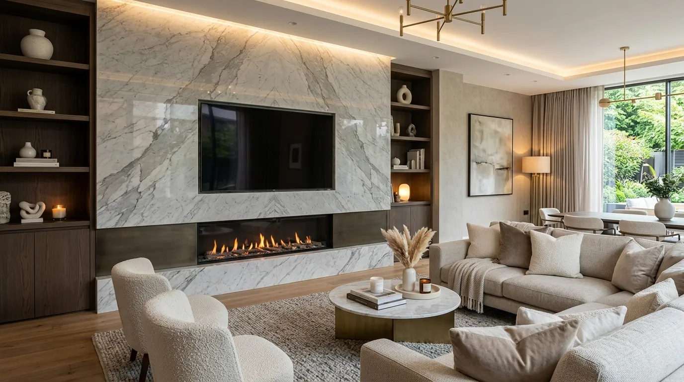 tv wall ideas Built-In Fireplace Combo