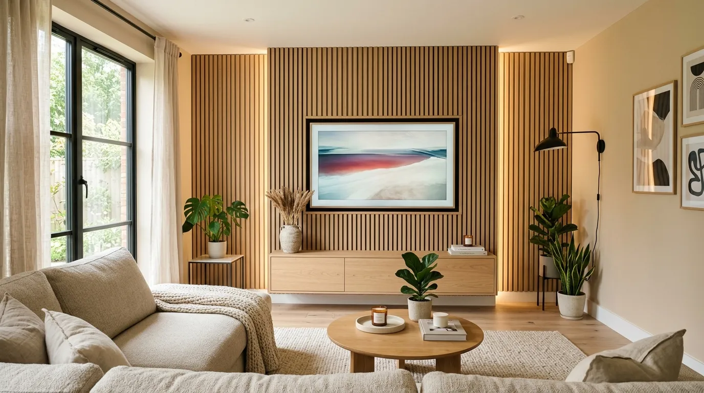 tv wall ideas Wooden Slat Feature