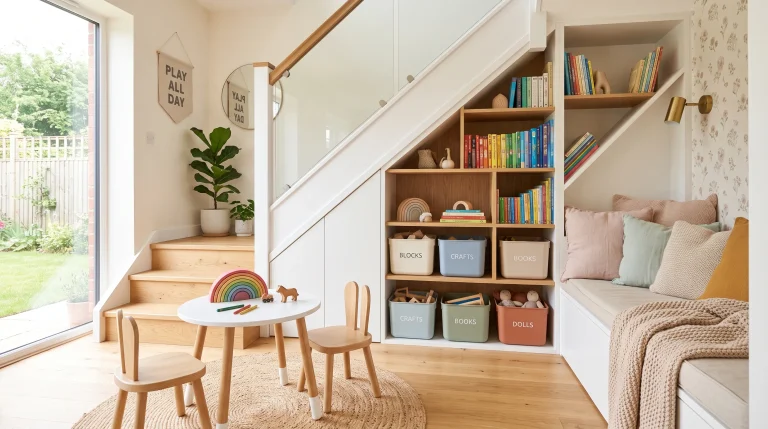 modern under stairs kids play area