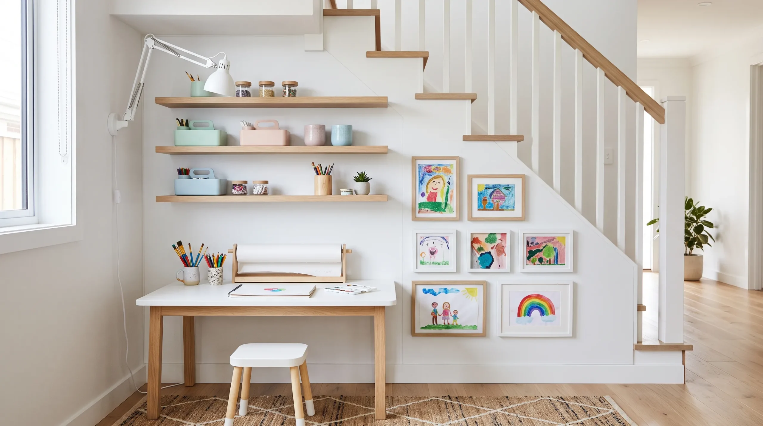 under stairs kids art station