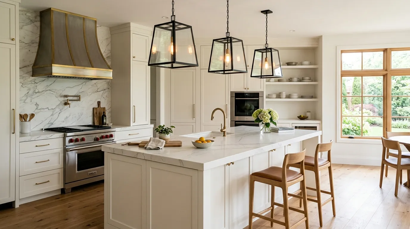 unique kitchen lighting over island Black Frame Lanterns