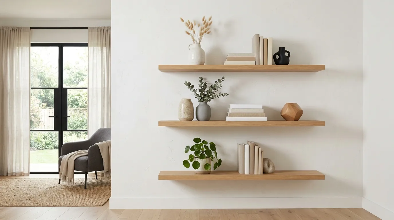 vertical wall decor ideas Floating Shelf Stack