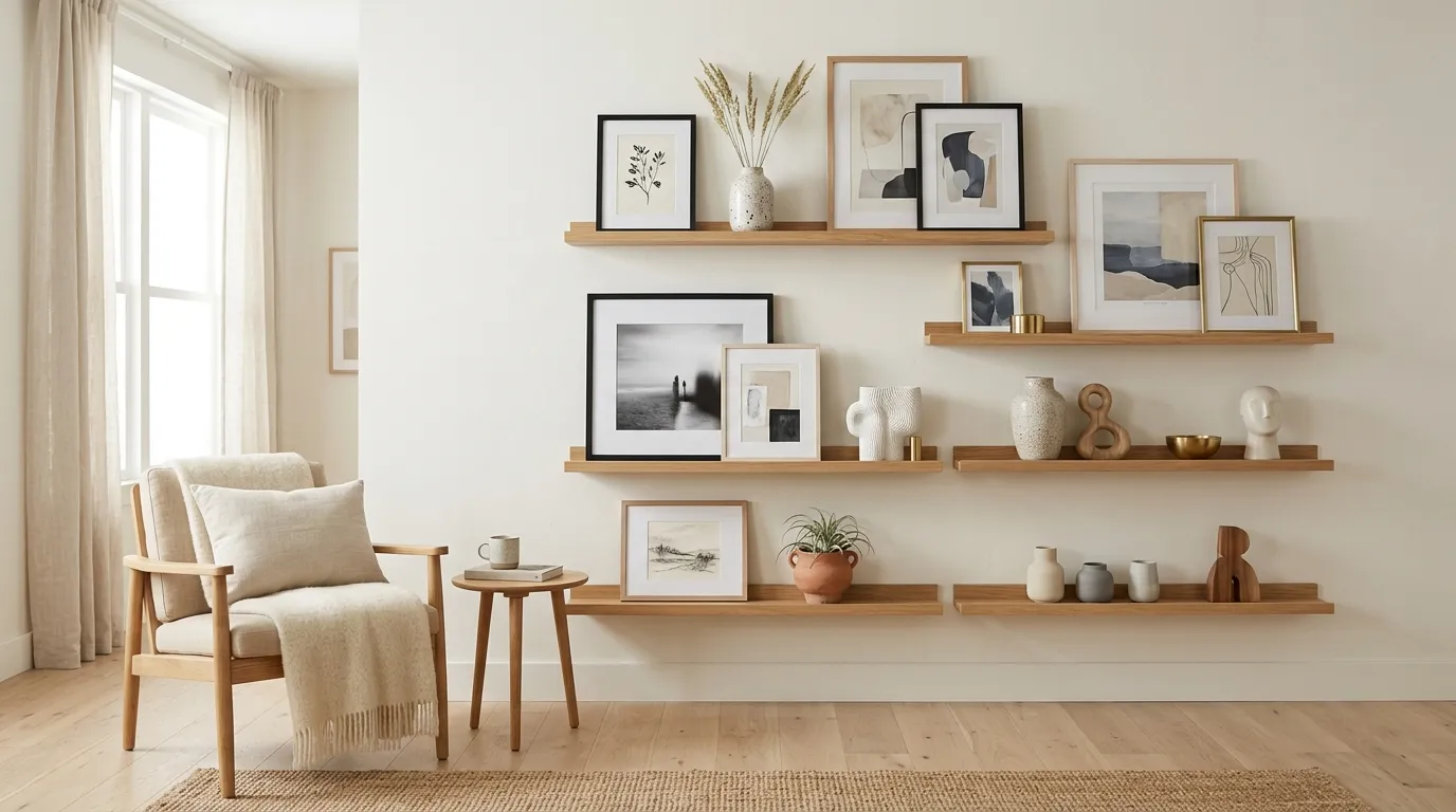 vertical wall decor ideas Slim Picture Ledges