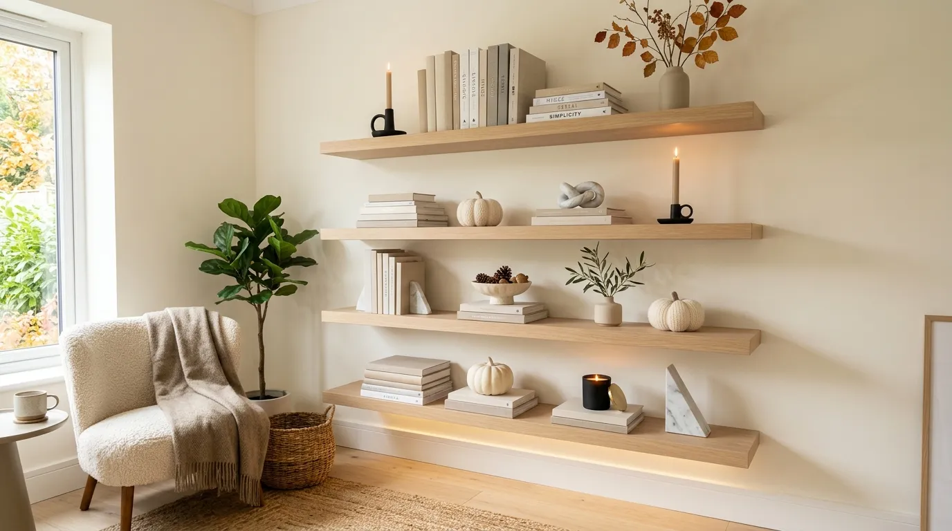 Neutral books styled with Halloween décor