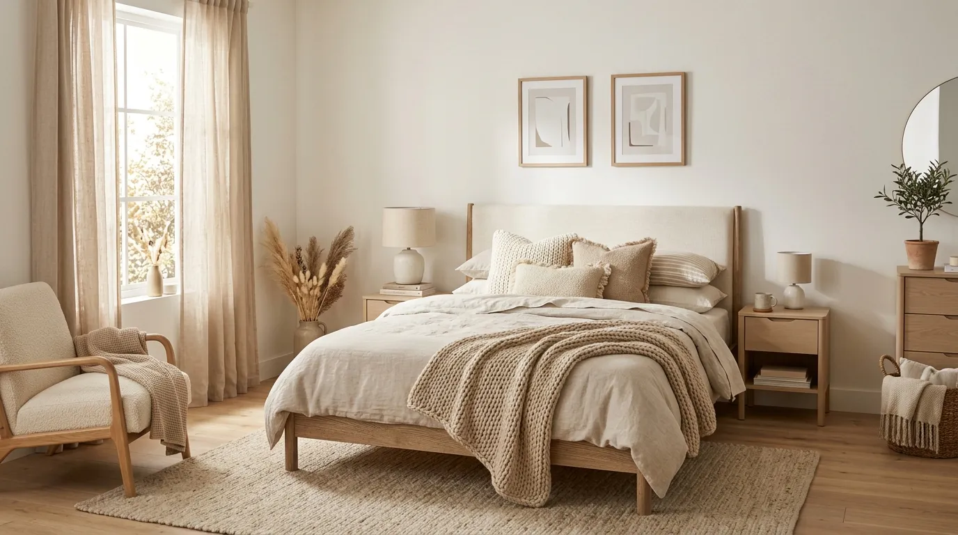 vintage home decor ideas Layered Neutral Fabrics