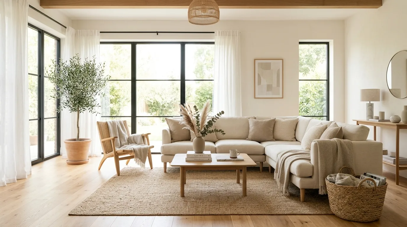 vintage living room decor ideas Layered Linen Textiles
